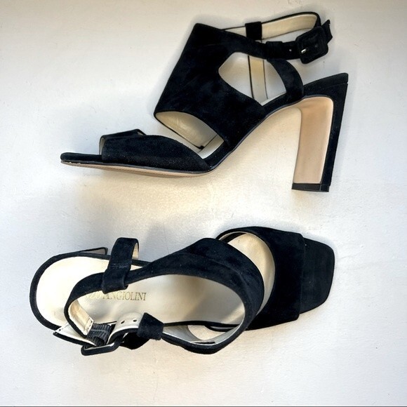 Enzo Angiolini Trudy Black Suede Heeled Sandal Shoes Women’s Size 9.5 - Picture 12 of 13